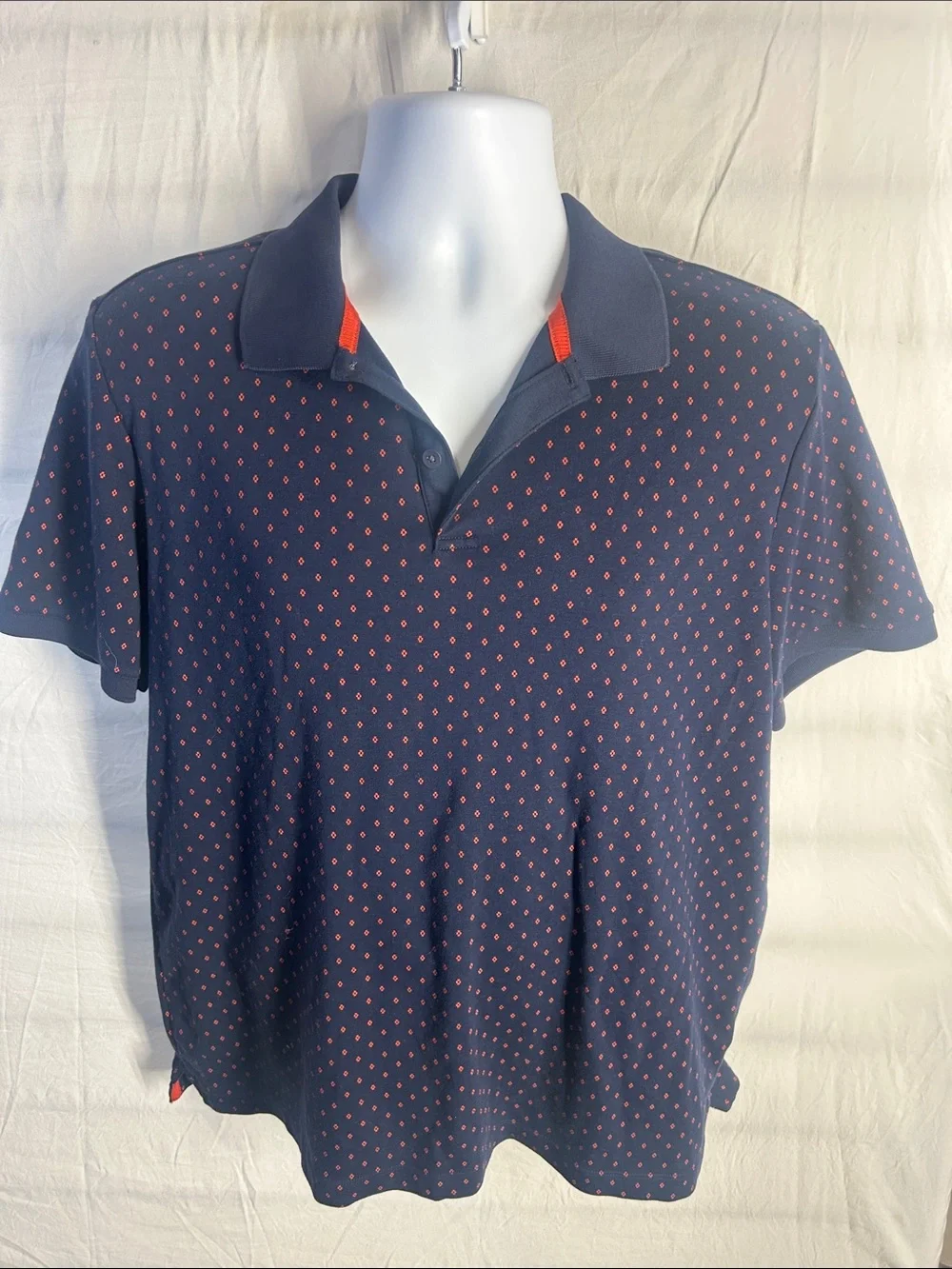 Banana Republic Navy Polo with Red Dot Pattern